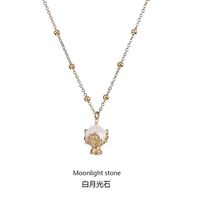 Chaud métal feuille trophée cadeau inoxydable titane acier collier étanche ne se décolore pas pierre naturelle Pauline fleur pendentif bijoux