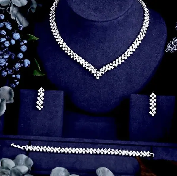 Fijne Sieraden Moissanite Diamanten Ring/Ketting/Oorbel/Armband Zilver 925 Met 18K Vergulde Moissanite Ketting Sieraden Set
