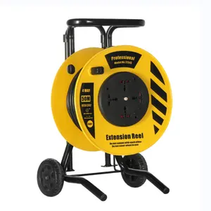 universal Type 50m Sizes 4x16A Sockets 250V Plastic Industrial Electric Extension Power Cord Retractable Cable Reel
