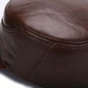 Vintage Men's Sports <b>Cap</b> Real Cowhide Material Warm <b>Flat</b> Design for Autumn Winter Custom Logo Street Style Common Fabric Feature - Product Image 5