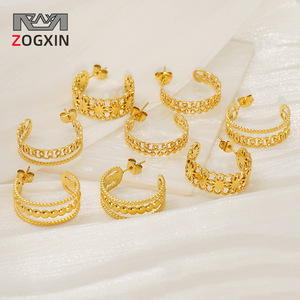 Zogxin Huggie Earrings Gold Geometric Studs For Women Party Fashion Jewelry - Product Image 1