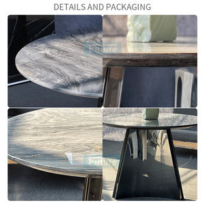 Juego de Mesa de Comedor Redonda de Mármol Azul y Dorado 100% Natural de Lujo para Villa, Hotel, Restaurante de Lujo con Pedestal de Metal - Product Image 2