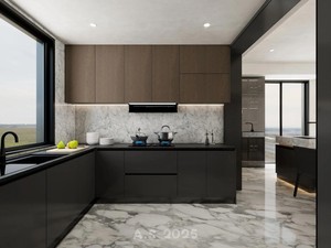 HAIYUE Set Cucina Modulare in Legno su Misura con Ante in Vetro Senza Maniglie per Uso Domestico - Product Image 3