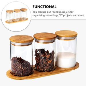 240ML High Borosilicate Glass <b>Jars</b> Bamboo Lids Detachable Design Multifunctional Food <b>Storage</b> Containers <b>Kitchen</b> Including - Product Image 2