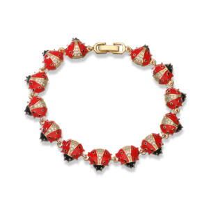 Gioielli da donna 18K placcato oro grazioso smalto rosso <span class=keywords><strong>coccinella</strong></span> bracciali a catena a maglie di insetti braccialetti a <span class=keywords><strong>coccinella</strong></span> - Product Image 6
