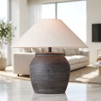 Lampe de table en céramique faite à la main avec abat-jour en tissu, décoration lumineuse pour salle de spa