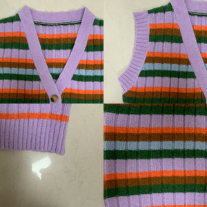 Fashion Vest Sweater Top for Women Striped Knitted Vest for <strong>Ladies</strong> <strong>Cardigan</strong> <strong>Sleeveless</strong> Daily Commuting Wear - Product Image 3