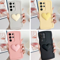 Coque de téléphone en silicone à bords ondulés pour Samsung Galaxy S22 S23 S24 S25 S26 Ultra, avec design 3D Cœur et protection antichoc anti-chute
