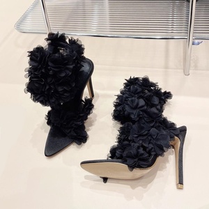 Low Price Floral Ankle Cross Straps Women's Stiletto High <b>Heels</b> Sexy Flowers Wrap Strings Sandals <b>Round</b> Open <b>Toe</b> Shoes - Product Image 6