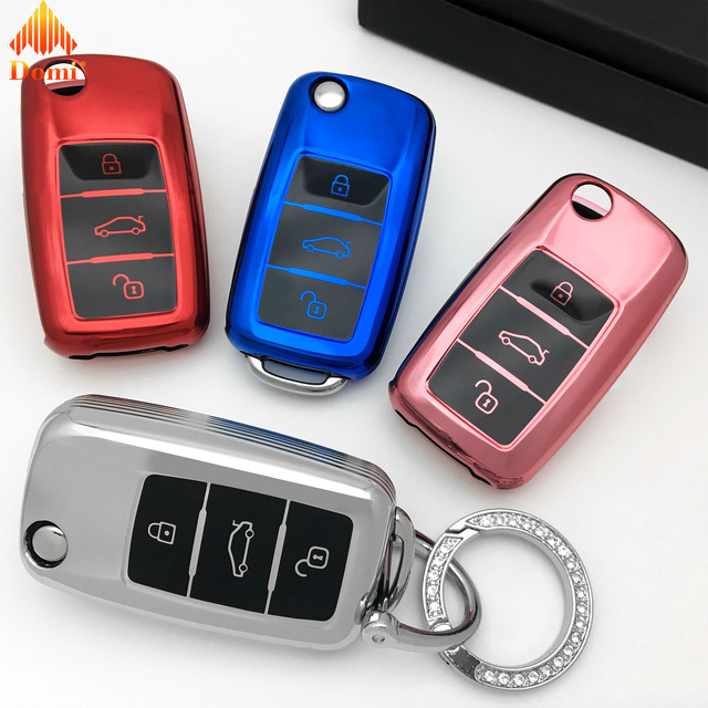 DM Car Key Case Premium Cover Shell Accessories for VW Volkswagen Golf Sagitar Passat CC Seat Octavia Jetta Skoda Car Keychain
