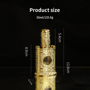 Flacon de <span class=keywords><strong>parfum</strong></span> vide de luxe Eric 50 ml, cylindrique, en verre doré, style arabe, avec bouchon à vis - Product Image 4