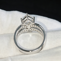 Bague de Fiançailles et de Promesse de Luxe en Argent 925 avec Moissanite GRA D Color Bling Pear Princess pour Femme, Passe le Testeur de Diamant