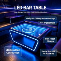 Table de bar lumineuse à LED avec logo personnalisé, éclairage infini, pour discothèque, pub, lounge