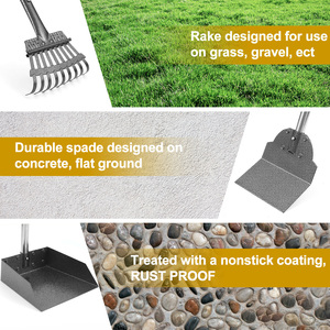 Kit de pala para caca de perro de acero inoxidable Juego de bandeja y soporte para rastrillo de garra de desecho duradero para limpieza de mascotas - Product Image 3