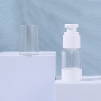 Flacon pompe sans air en PP, forme cylindrique, contenant cosmétique 15ml 30ml 50ml, impression de logo personnalisée