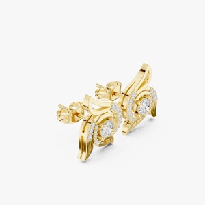 Boucles d'oreilles clous diamantées en spirale de luxe, design aile, plaqué or 18 carats, certifiées IGI, pour femme, bijoux de mode pour soirée, cadeau, les plus vendues - Product Image 3