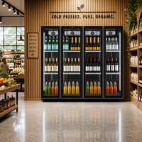 Refroidisseur de boissons avec étagère réglable pour bar, pub, supermarché, restaurant, hôtel, et autres commerces – Porte coulissante à haute efficacité