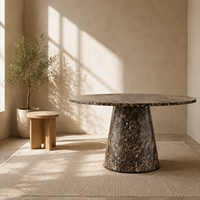 Table à manger en marbre brun Emperador, mobilier minimaliste adapté aux cuisines haut de gamme, salles à manger et hôtels