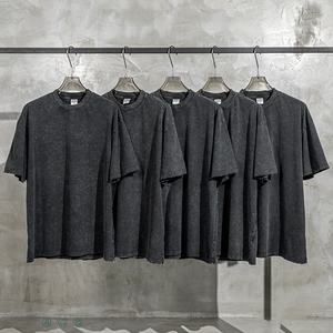 Camiseta de Verano para Hombre, Estilo Vintage Retro, Cuello Redondo, Manga Corta, con Efecto Desgastado y Acabado Ácido - Product Image 1