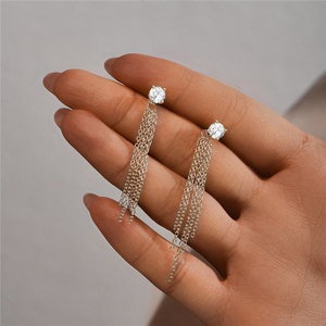 CANNER Pendientes Largos de Plata 925 con Borlas y Cadena, Chapados en Oro de 18K, para Mujer y Niña, Ideales para Fiestas - Product Image 5