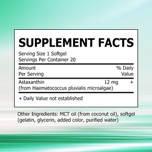 Cápsulas Blandas de Astaxantina OEM ODM con Aceite MCT 12MG, Carotenoides Naturales Antioxidantes, Promueven el Bienestar General, Suplemento Dietético - Product Image 2