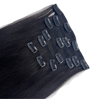 100% Cheveux Humains Vierges Clip Invisible dans les Extensions de Cheveux Sans Soudure De Luxe Naturel Noir Clip-In Cheveux