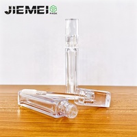 Tube de brillant à lèvres vide en PETG carré unique JIEMEI, 6,5 ml, transparent, avec brosse plate en silicone