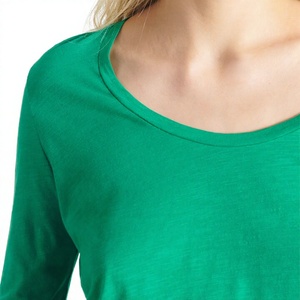 Camiseta de Manga Larga para Mujer de la Mejor Calidad, Tejido Jersey Suave, Cuello Redondo, Top Básico Informal, Fabricante de Ropa OEM ODM, Venta al Por Mayor - Product Image 4