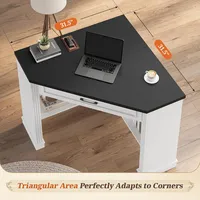 Bureau d'angle compact de 31,5 pouces avec tiroir et étagères de rangement, bureau d'ordinateur gain de place pour bureau à domicile et salle d'étude