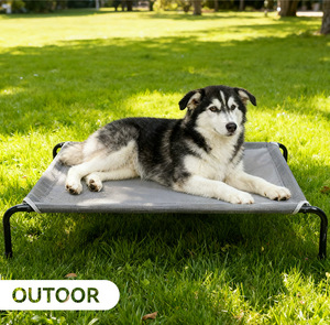 Lit pour animaux de compagnie facile à assembler, lit pour chien avec cadre en acier, tapis amovible et lavable, tissu en maille pour toutes les saisons - Product Image 6