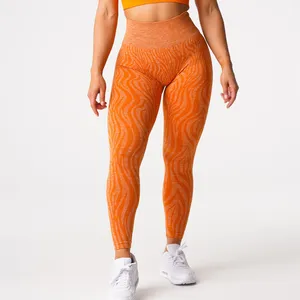 WZX OEM ODM定制女式无缝锻炼高腰控制收腹瑜伽裤健身房压缩紧身裤斑马打底裤