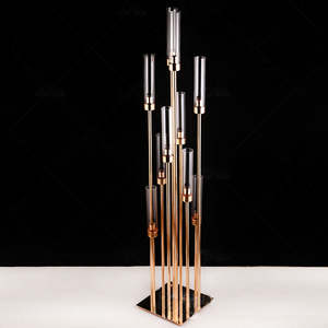 Candelabro moderno de oro de <span class=keywords><strong>8</strong></span> cabezas, candelabros de Metal de 53 pulgadas, candelabro para bodas, centros de mesa, decoración - Product Image 1