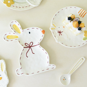 Sáng Tạo Dễ Thương Phim Hoạt Hình Thỏ Phẳng Tấm Gốm Dùng Một Lần Phong Cách Phương Tây Bộ Đồ Ăn Cho Bên Cô Gái Của Thương Mại Nước Ngoài Món Ăn Nông - Product Image 5