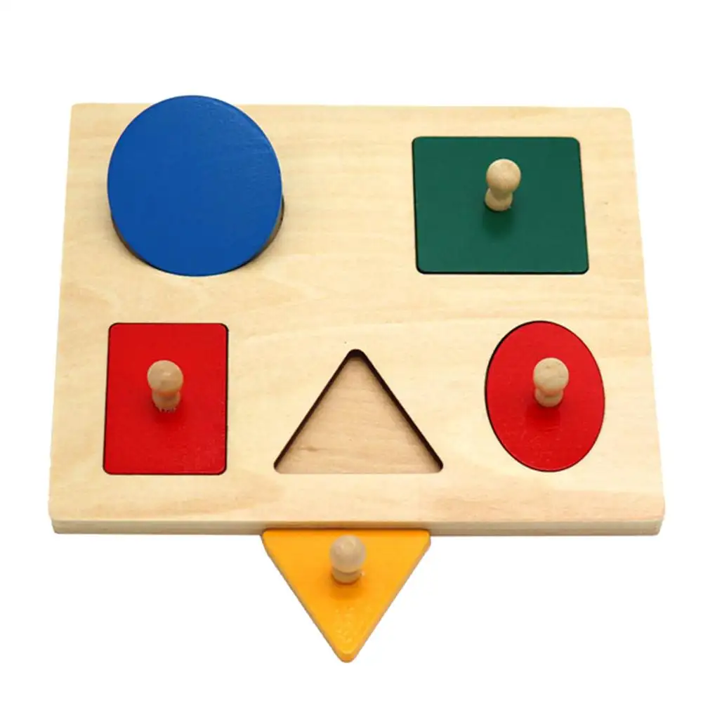 Juguetes educativos para niños, figuras geométricas, tabla de agarre, puzle de madera