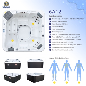 Jacuzzi Exterior para 6 Personas, Bañera de Hidromasaje con Certificación CE para Jardín, Villa u Hotel - Product Image 2