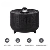 Diffuseur d'arômes flamme, humidificateur, arrêt automatique en cas de manque d'eau, service d'emballage personnalisé, noir effet fissures volcaniques