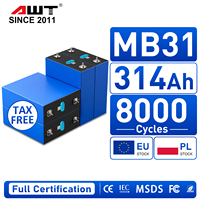 Sel Baterai Lifepo4 314ah 3.2v 8000 Siklus Sel Baterai Prismatik Mb31 Grade A Lithium Iron Phosphate untuk Paket Baterai DIY