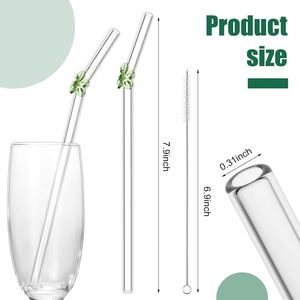 Reusable Borosilicate Butterfly Mushroom Glass <b>Drinking</b> <b>Straws</b> High Temperature Resistance Clear Colored Bent Bar Accessories - Product Image 3