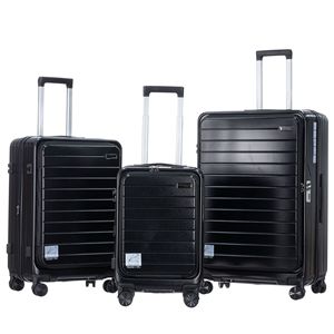 Craftsman Luggage Set 3-Piece Black Spinner Wheels TSA <b>Lock</b> Business Travel - Product Image 1