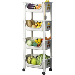 Double Layer Plastic Kids <b>Toy</b> Storage Rack with Wheels Stackable Kitchen <b>Organizer</b> Shelf for Children's Playthings - Product Image 1