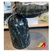 Table d'appoint en marbre vert tendance en gros, table basse en marbre poli, meubles de maison, table d'angle en marbre naturel