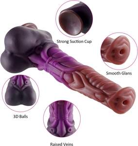 Огромный толстый анальный фаллоимитатор с узлом, фантазийный, в форме лошади/чужого/животного, с присоской, большой, мягкий, силиконовый, водонепроницаемый, для взрослых, для женщин - Product Image 4