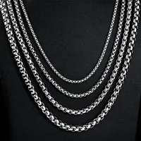 Stainless Steel Silver Round Box Necklace Chain