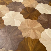 Petit Échantillon 100mm, Grand Échantillon 600mm, Luxueux Parquet en Bois avec Surface à Motif Lotus Multicolore, Design d'Intérieur Élégant