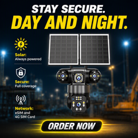 Caméra de surveillance extérieure 4G LTE solaire à quatre objectifs H.265+ à faible consommation d'énergie, vision nocturne couleur Starlight, caméra dôme pour villa OEM