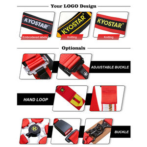 2インチ KYOSTAR レーシングカー用安全ベルト/安全ハーネス、超ソフトヘビーデューティーショルダーパッド付き、4点式、レッド - Product Image 5
