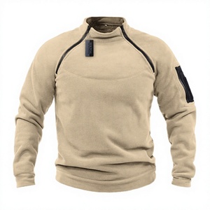 Sweat-shirts chauds d'hiver pour hommes en polaire, à manches longues, à col montant, demi-zip, couleur unie, coupe extérieure, vente en gros - Product Image 3