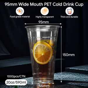 Gobelet en plastique PET de qualité supérieure, logo personnalisé, rond, 95 mm, 95 mm, 9 oz, 12 oz, 16 oz, 20 oz, anti-fuite, pour la vente en gros et l'exportation - Product Image 2