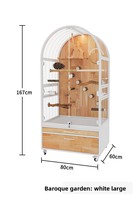 Cage à oiseaux panoramique en bois massif de qualité supérieure avec roulettes et tiroirs pour l'élevage des perroquets