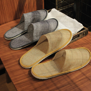 Chaussons d'hôtel jetables à livraison gratuite - Coton doux et lin, semelle épaisse antidérapante, logo personnalisable, stock d'été pour hôtels Jiangsu - Product Image 1